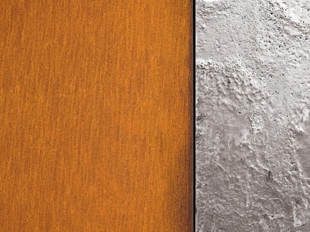 Detalle de textura y pátina natural del acero corten